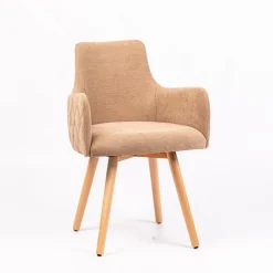 Anders diamant Fauteuil en tissu dos matelassé et pieds en bois