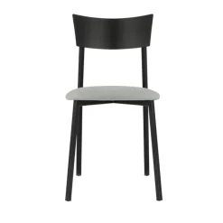 Anémone Carrier® Chaise française avec assise en tissu rembourrée et dossier métal