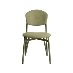 Artémis Carrier® Chaise design française assise et dossier en tissu avec dos bois et pieds en métal