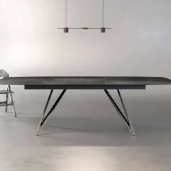 BabyloneTable en céramique extensible avec pieds design en métal noir