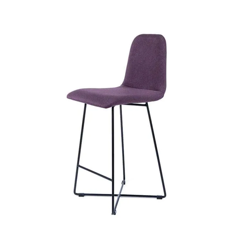 BarPandora Tabouret snack scandinave en tissu avec pieds filaires en métal noir