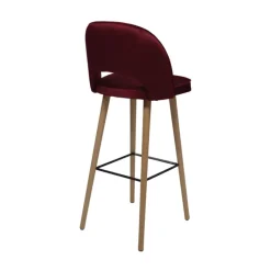 Bistrot Tabouret de bar en tissu dossier ajouré avec pieds en bois