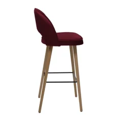 Bistrot Tabouret de bar en tissu dossier ajouré avec pieds en bois