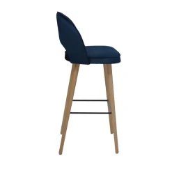 Bistrot Tabouret de bar en tissu dossier ajouré avec pieds en bois