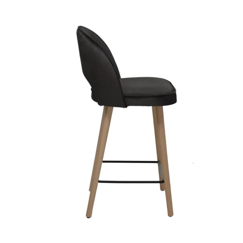 Bistrot Tabouret snack en tissu dossier ajouré avec pieds en bois