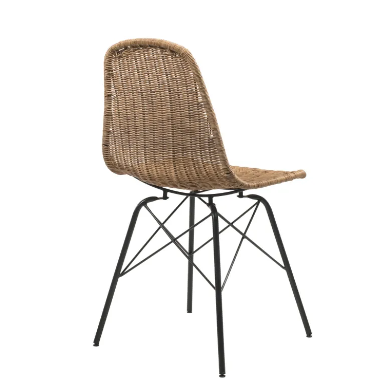 BornéoChaise tressée bohème avec pieds Eiffel