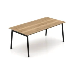 Bérénice Table extensible en mélaminé chêne naturel avec pieds en métal noir