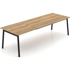 Bérénice Table extensible en mélaminé chêne naturel avec pieds en métal noir