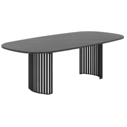 Canvas Grande table design rectangulaire aux bords arrondis avec pieds ajourés
