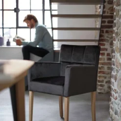 Carré Mobitec® Fauteuil de séjour en bois et tissu