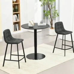 CarviTabouret matelassé hauteur snack en tissu