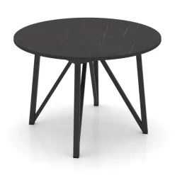 Clair de Lune Table ronde extensible en stratifié imitation marbre avec pieds en métal anthracite