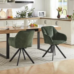 ClaudieFauteuil cosy pivotant en tissu avec pieds en métal