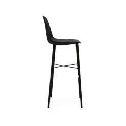 Cloe Tabouret de bar belge moderne avec coque en polypropylène et pieds en métal