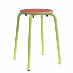 Collège Tabouret bas vintage en métal et bois