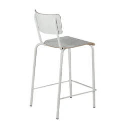 Collège Tabouret snack vintage avec dossier en bois et métal