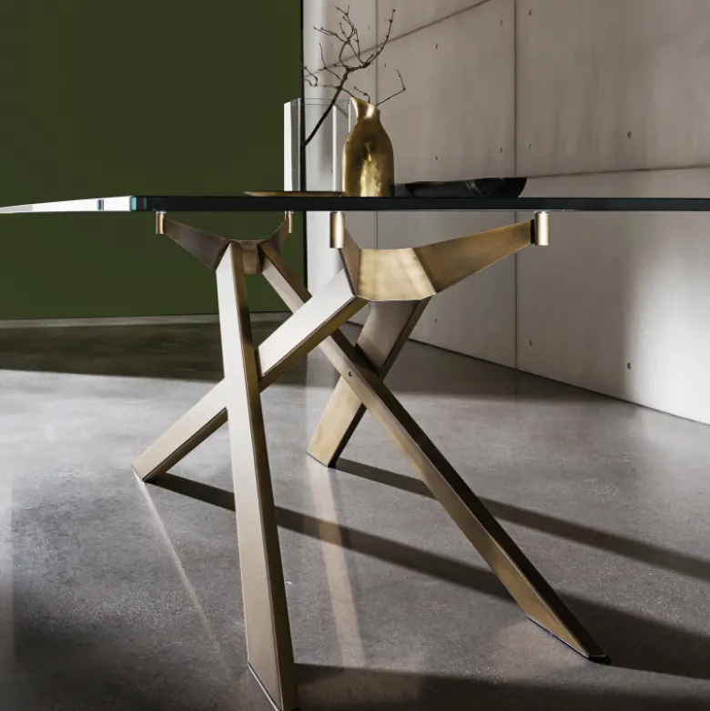 Cross Sovet® Table de salle à manger design en verre et métal
