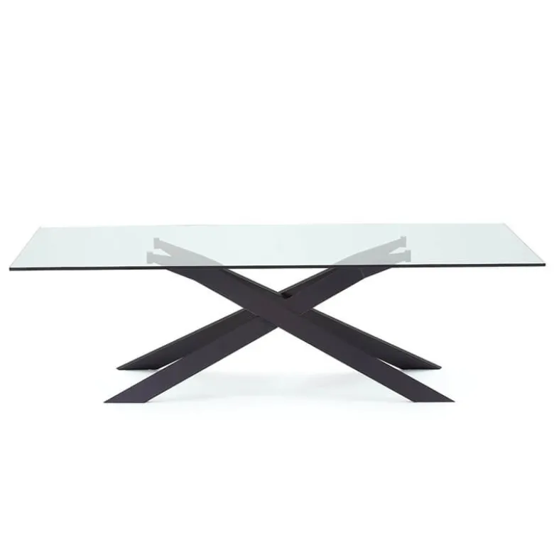 Cross Sovet® Table de salle à manger design en verre et métal
