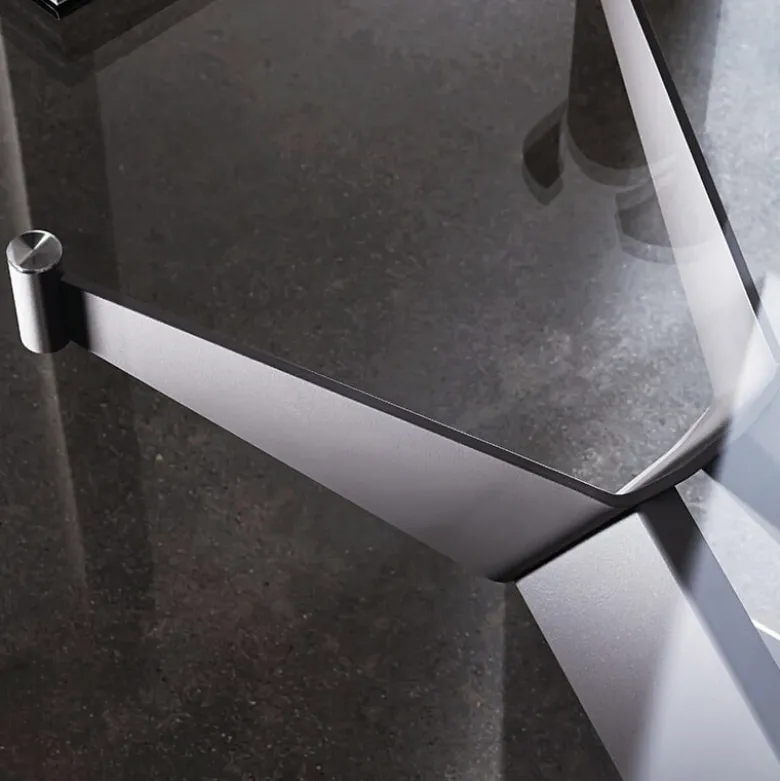 Cross Sovet® Table de salle à manger design en verre et métal