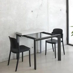 Domino Console extensible en mélaminé et pieds en métal