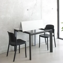 Domino Console extensible en mélaminé et pieds en métal