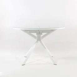 Giove Table ronde extensible en verre blanc