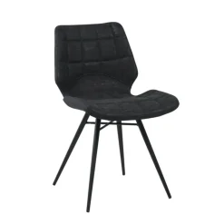 IberisChaise design rembourrée inspiration vintage avec pieds en métal noir