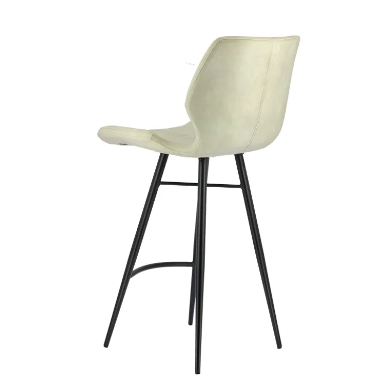 ImpiaTabouret design coque matelassée en velours et pieds en métal noir