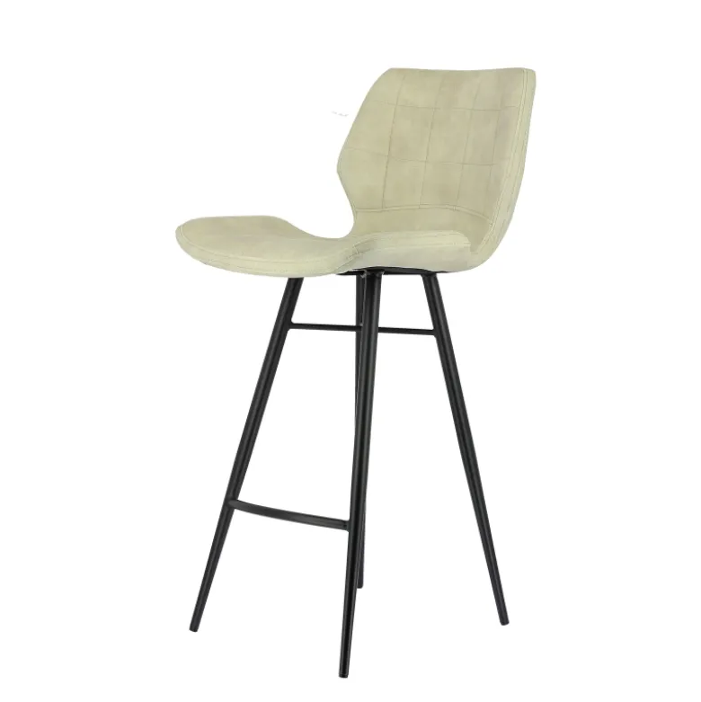 ImpiaTabouret design coque matelassée en velours et pieds en métal noir