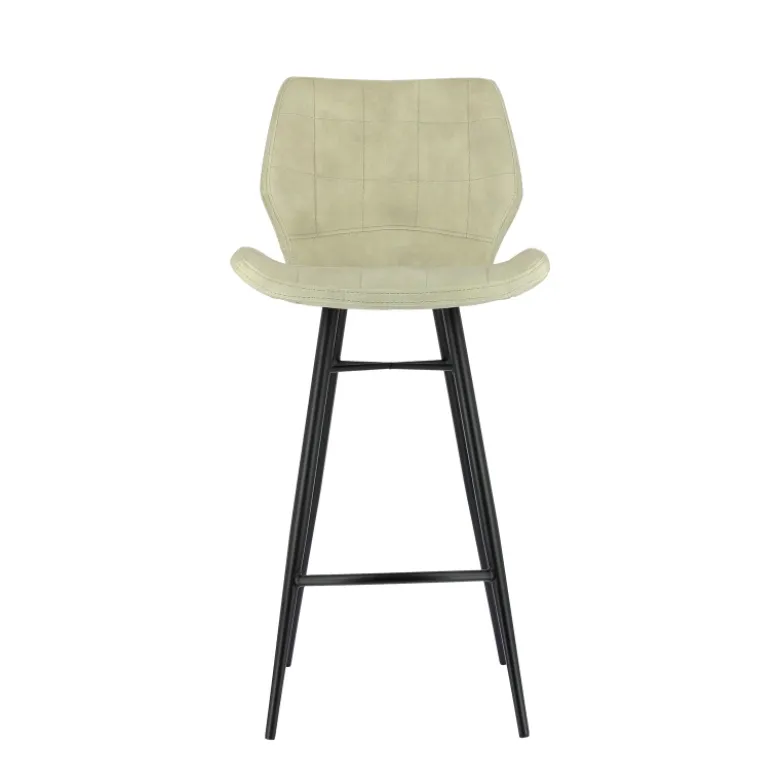 ImpiaTabouret design coque matelassée en velours et pieds en métal noir