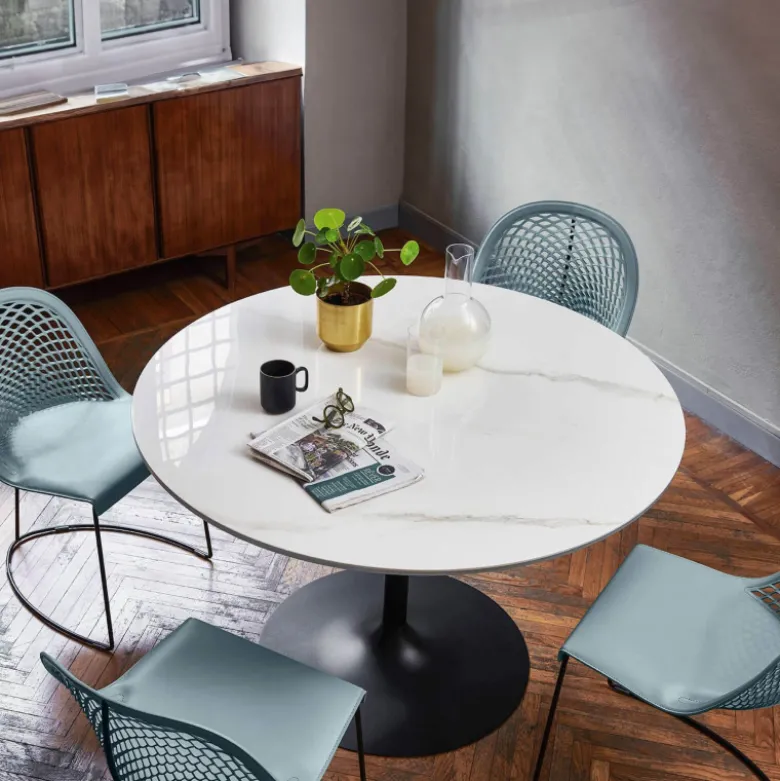 Infinity Midj® Table pied central design en céramique et métal