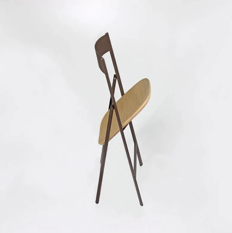 Jolie Chaise pliante italienne en bois et métal