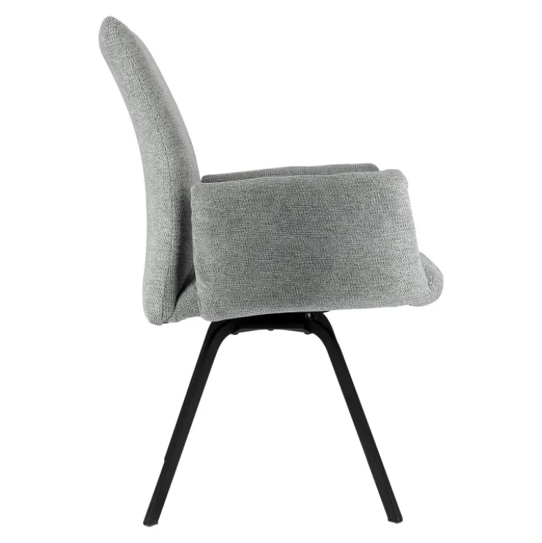 Jules Fauteuilconfortable en tissu avec dossier inclinable et pieds en métal