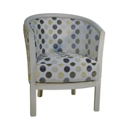 Julien Fauteuil tonneau pour salon fabrication française en tissu et bois massif