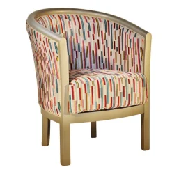 Julien Fauteuil tonneau pour salon fabrication française en tissu et bois massif