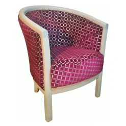 Julien Fauteuil tonneau pour salon fabrication française en tissu et bois massif