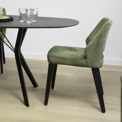 Lena Mobitec® Chaise ajourée en tissu et pieds bois style moderne