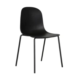 LilyChaise coque moderne empilable en polypropylène avec pieds en métal