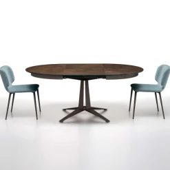 Link Midj® Table design ronde extensible en céramique pied central en métal