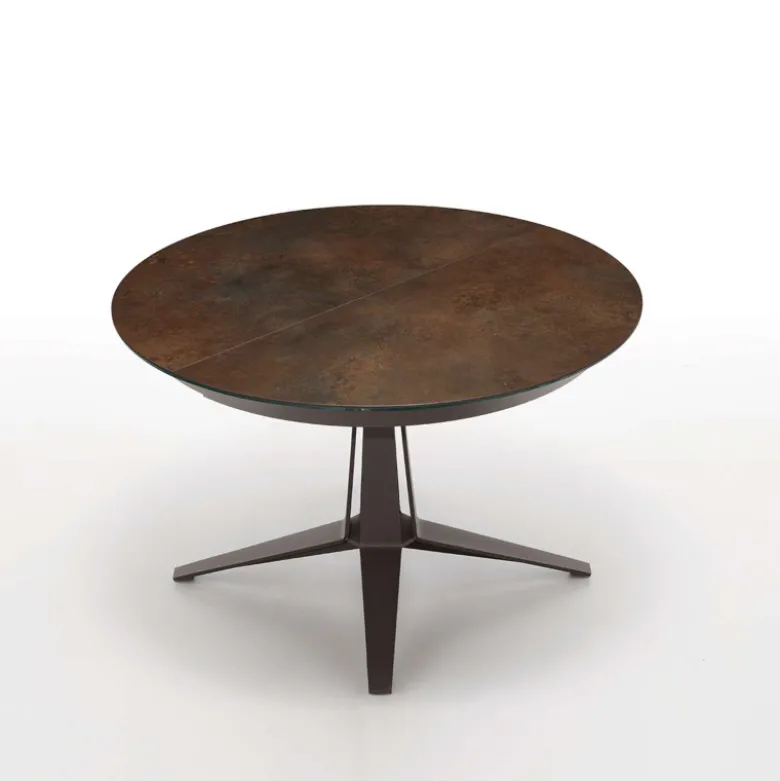 Link Midj® Table design ronde extensible en céramique pied central en métal