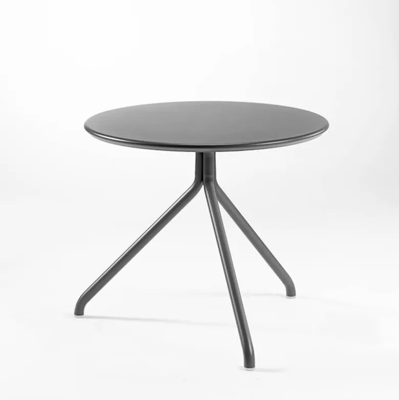 LOL Table d'appoint de jardin ronde italienne en métal plateau composite