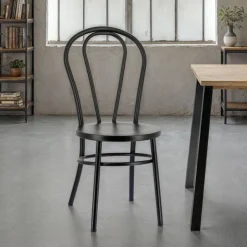 MadinaChaise bistrot vintage en métal noir