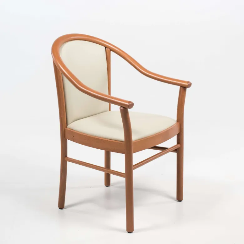 Manuela Fauteuil bridge en bois avec assise et dossier rembourrés
