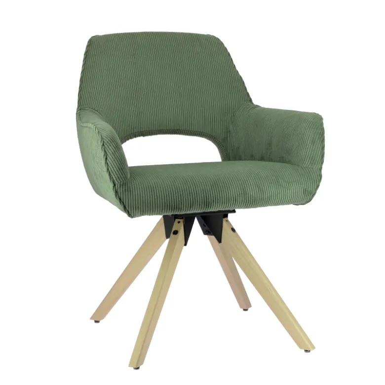 Marius Fauteuil cocooning en tissu avec pieds bois massif