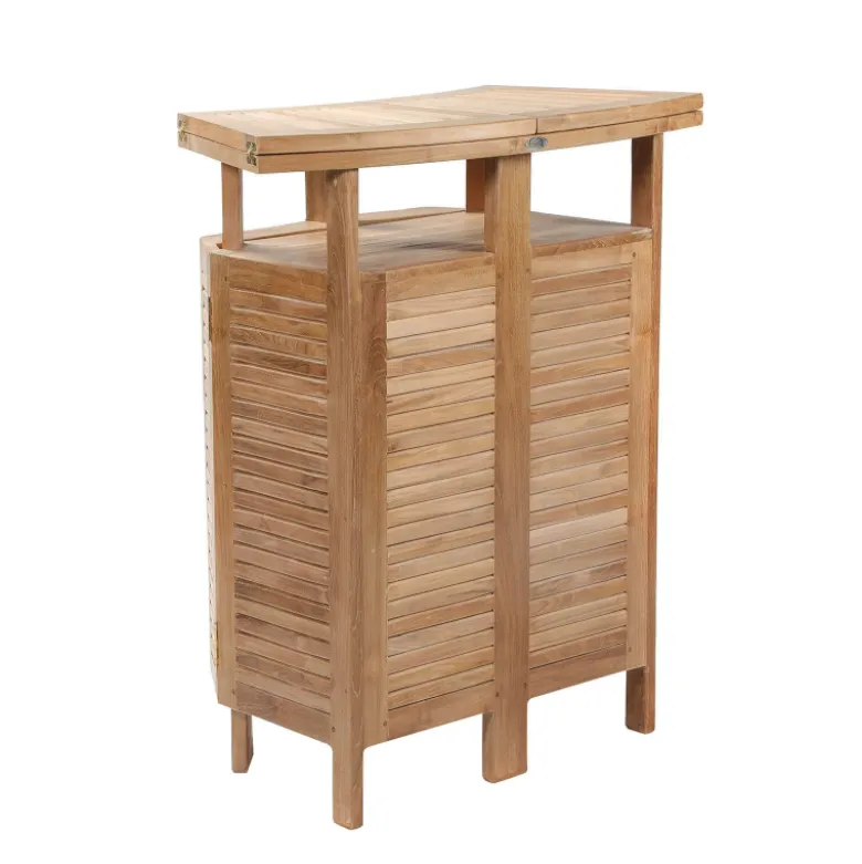 MenhirBar de jardin avec rangement pliable en teck massif