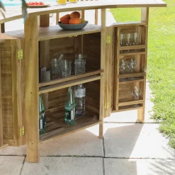 MenhirBar de jardin avec rangement pliable en teck massif