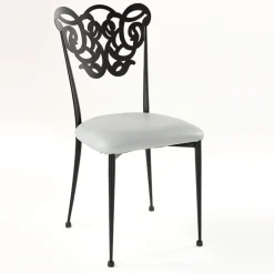 Milos Chaise provençale en métal assise synthétique rembourrée