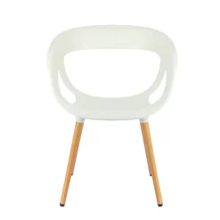 Moema Fauteuil design italien coque ajourée en technopolymère et pieds en bois