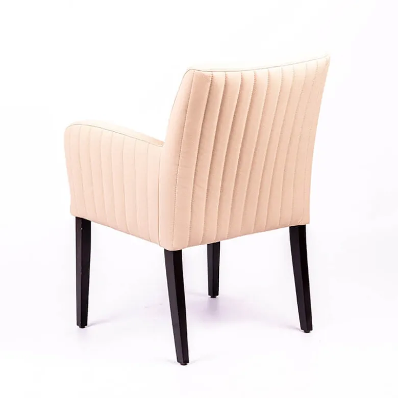Moritz line Fauteuil de salon confortable avec dos matelassé et pieds en bois