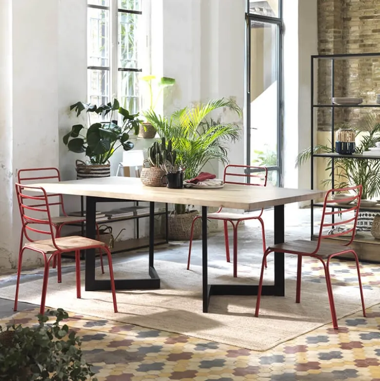Nantes Chaise en métal vintage assise bois